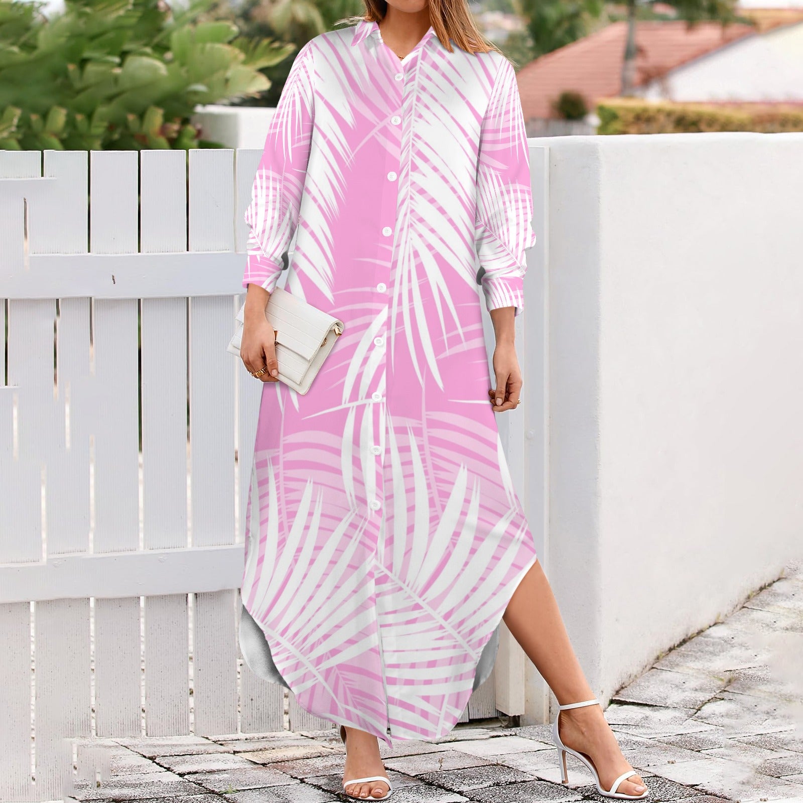 White/Pink Palm Maxi