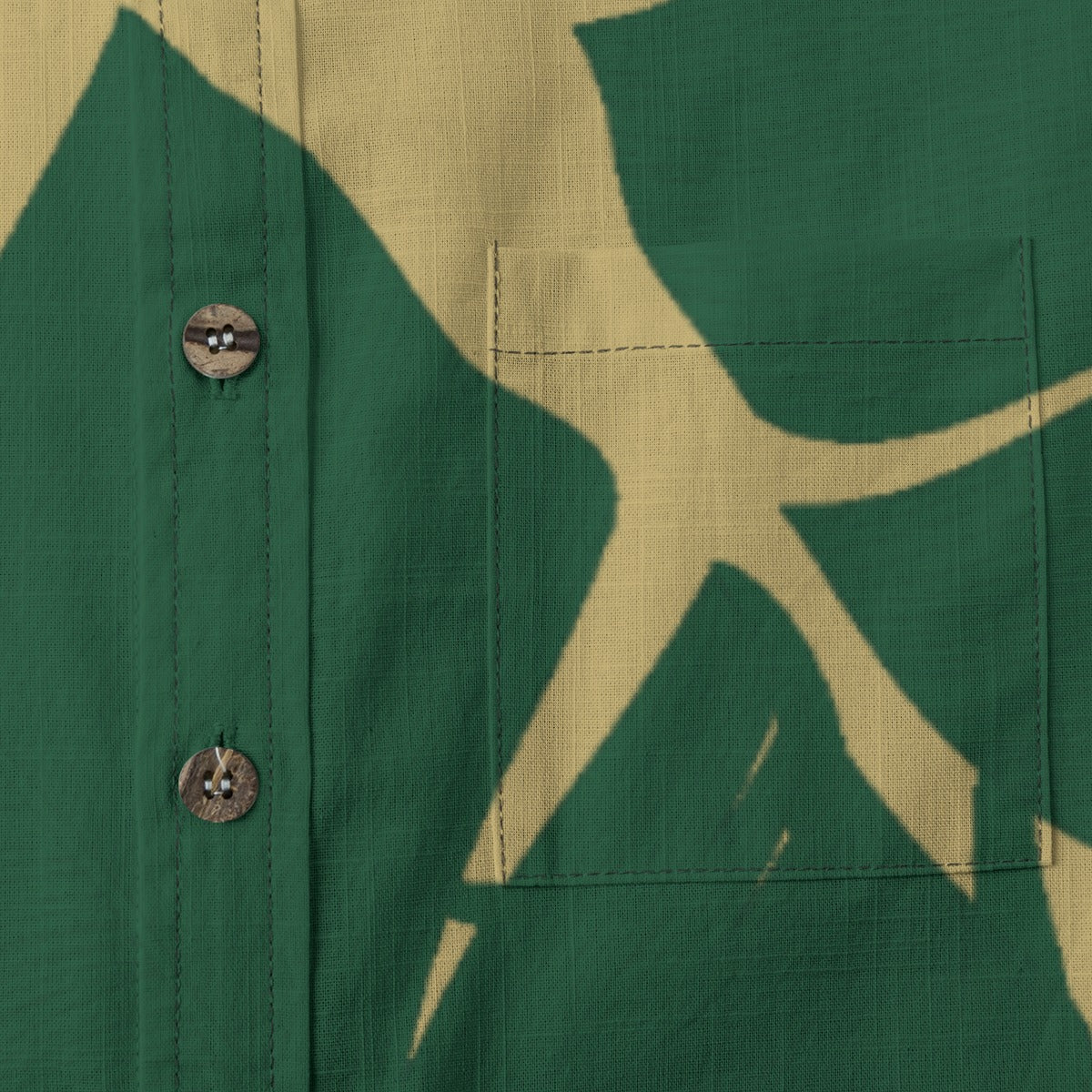 Khaki Green Leaf Aloha Shirt