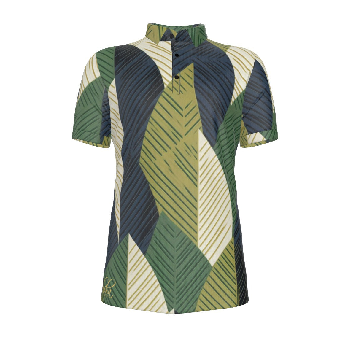 AGI Green and Black TI Leaf Mens Polo