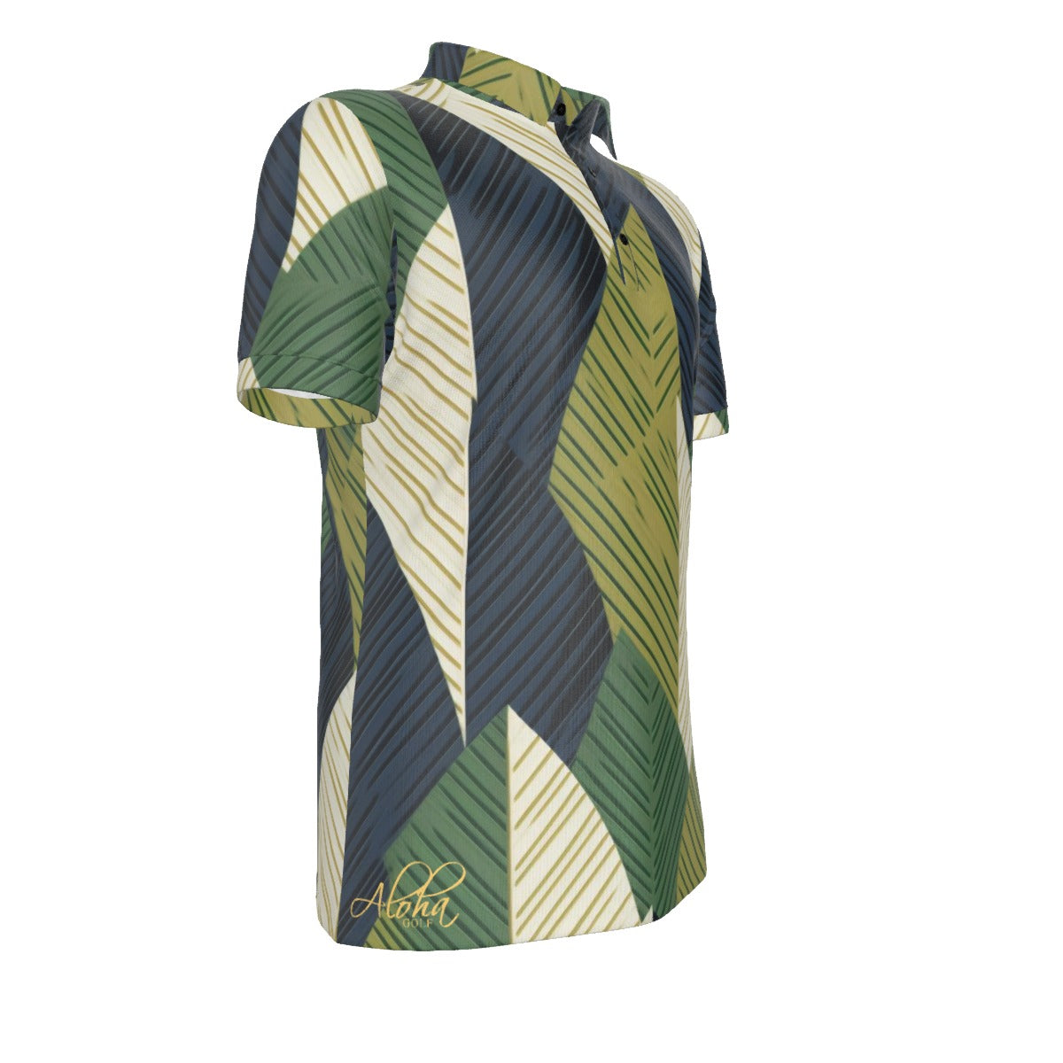 AGI Green and Black TI Leaf Mens Polo