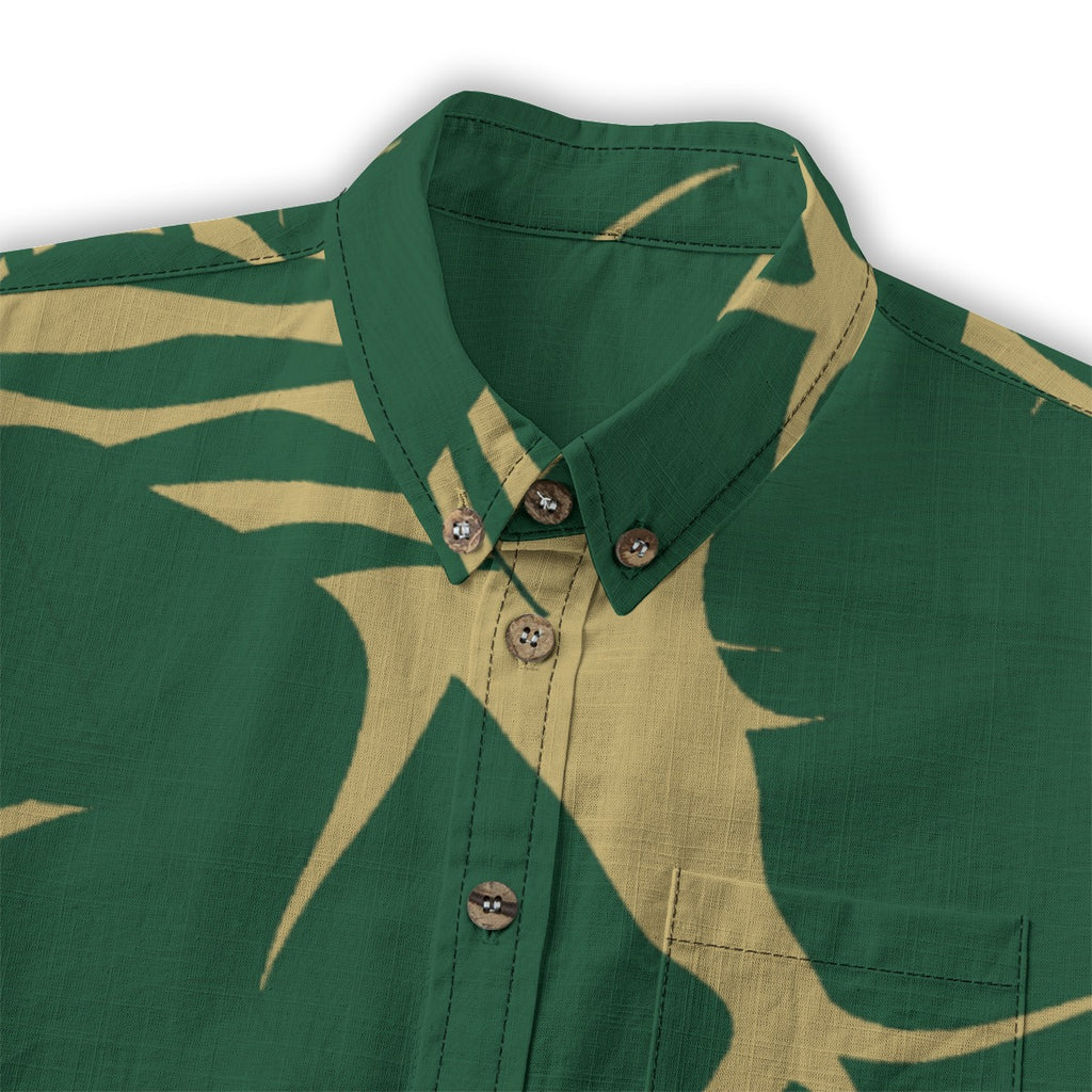 Khaki Green Leaf Aloha Shirt