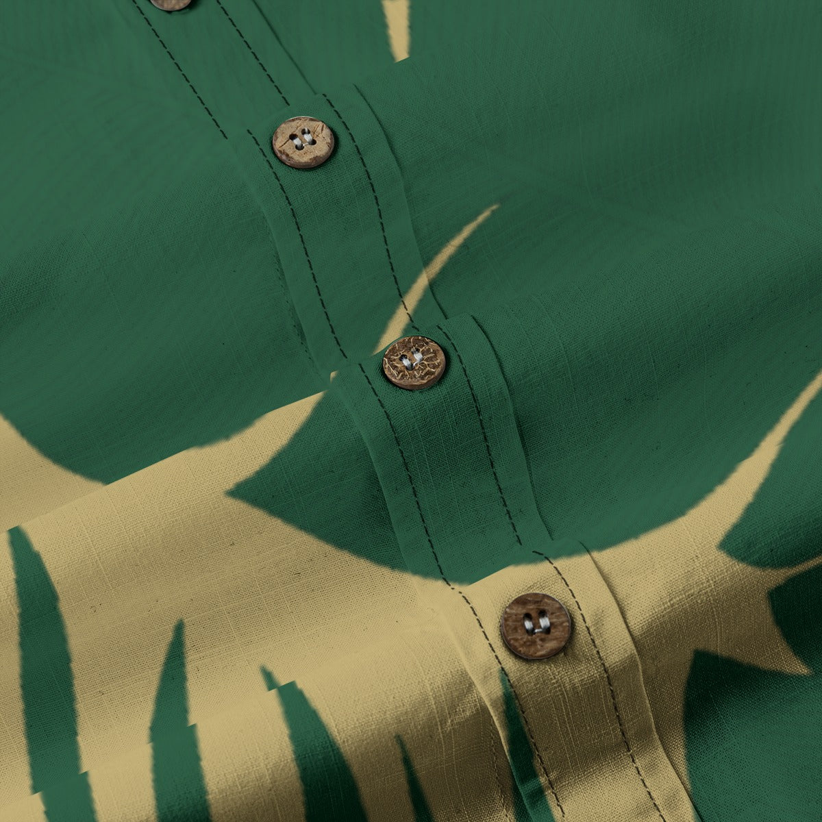 Khaki Green Leaf Aloha Shirt