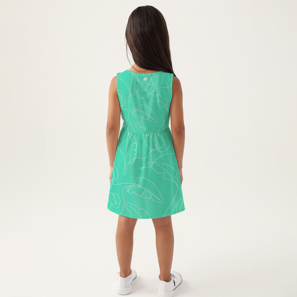 Sea Green leaf Outline Dress