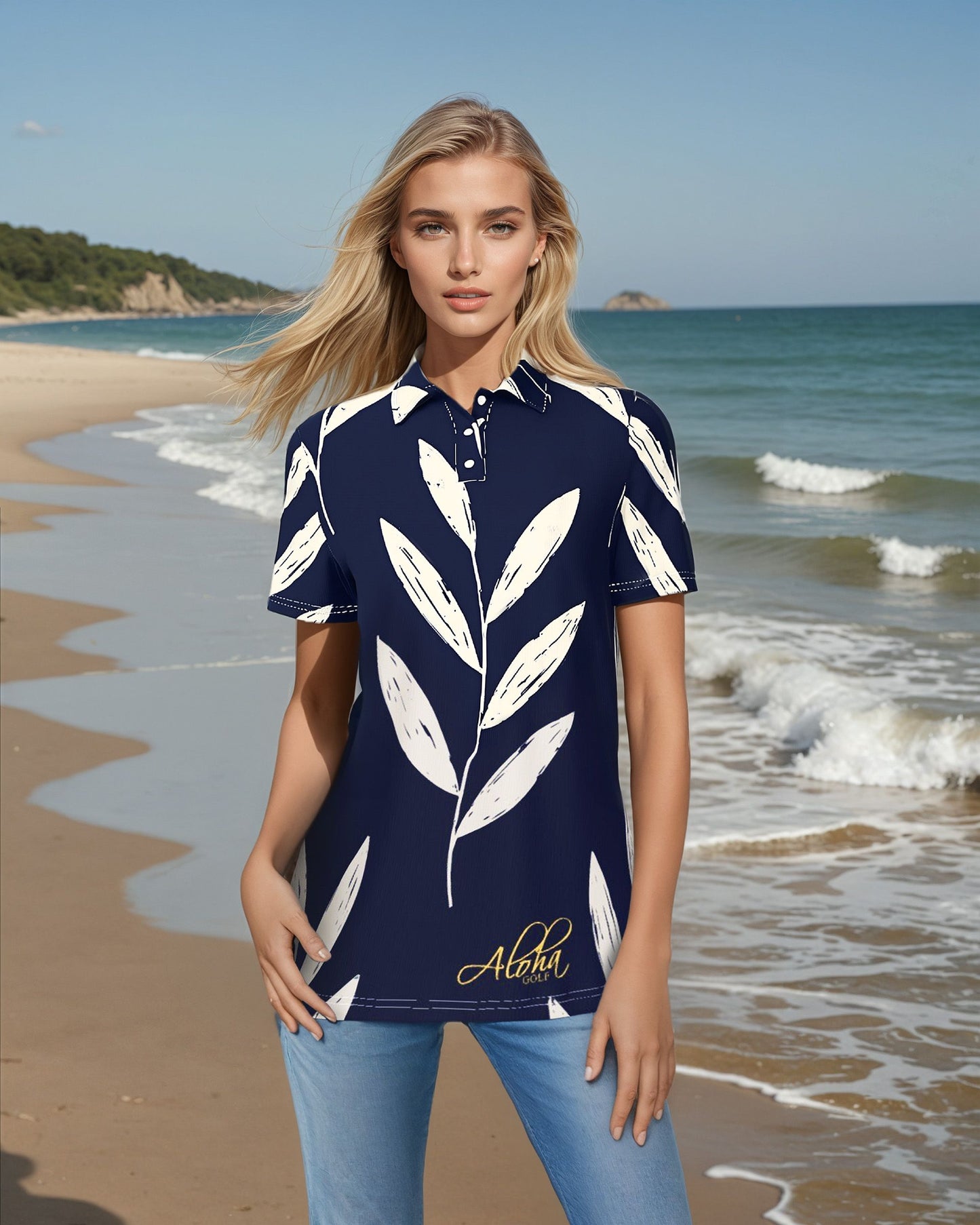 AGI Ladies Blue Leaf Polo