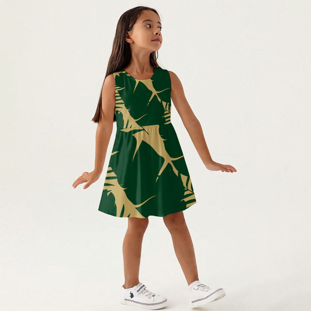 Khaki Green Leaf Dress