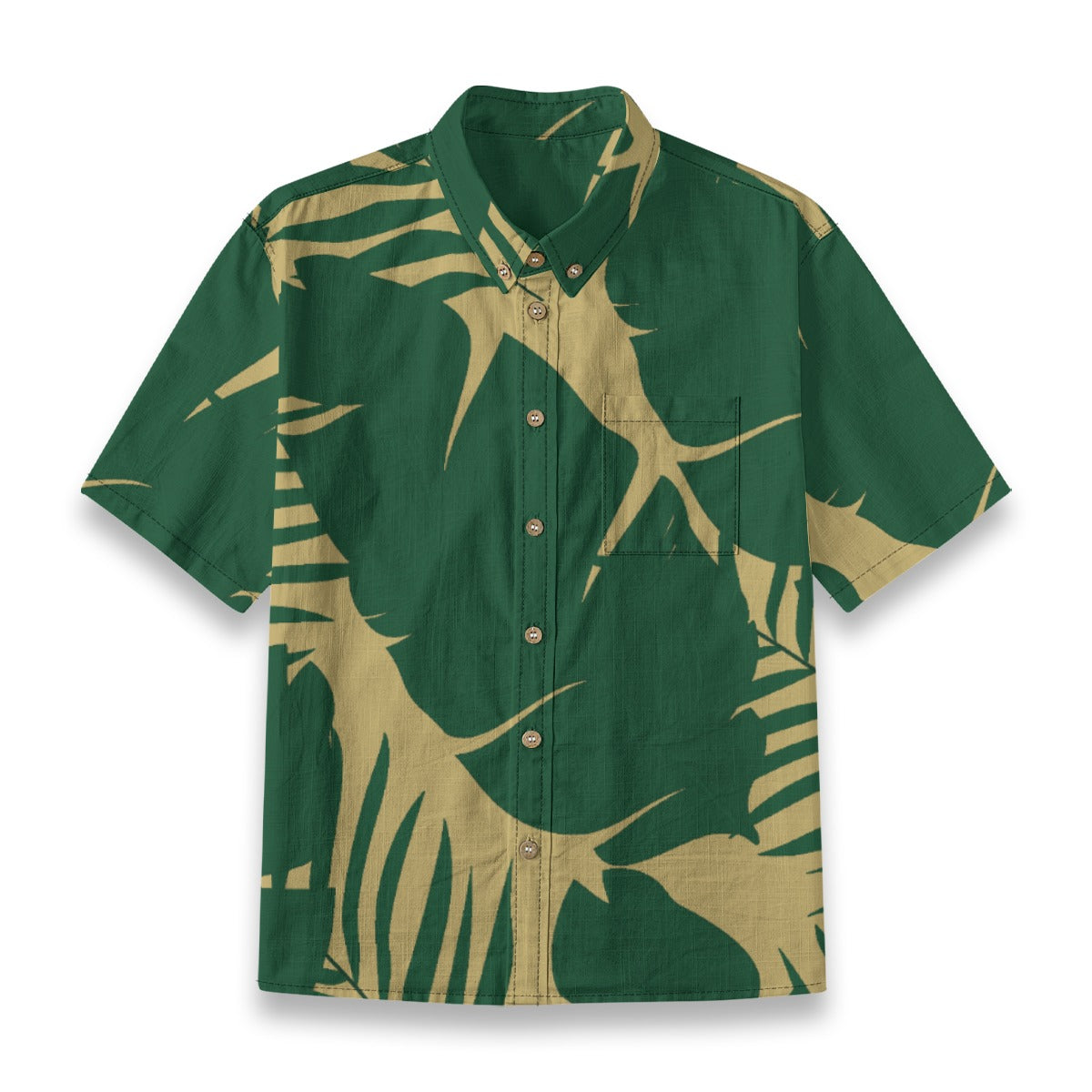 Khaki Green Leaf Aloha Shirt