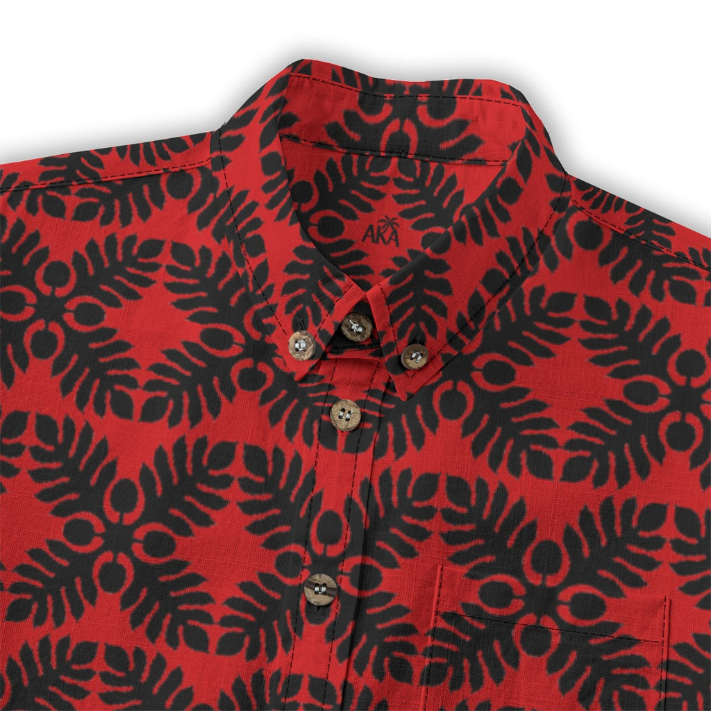 Red Ulu Kuiki Aloha Shirt