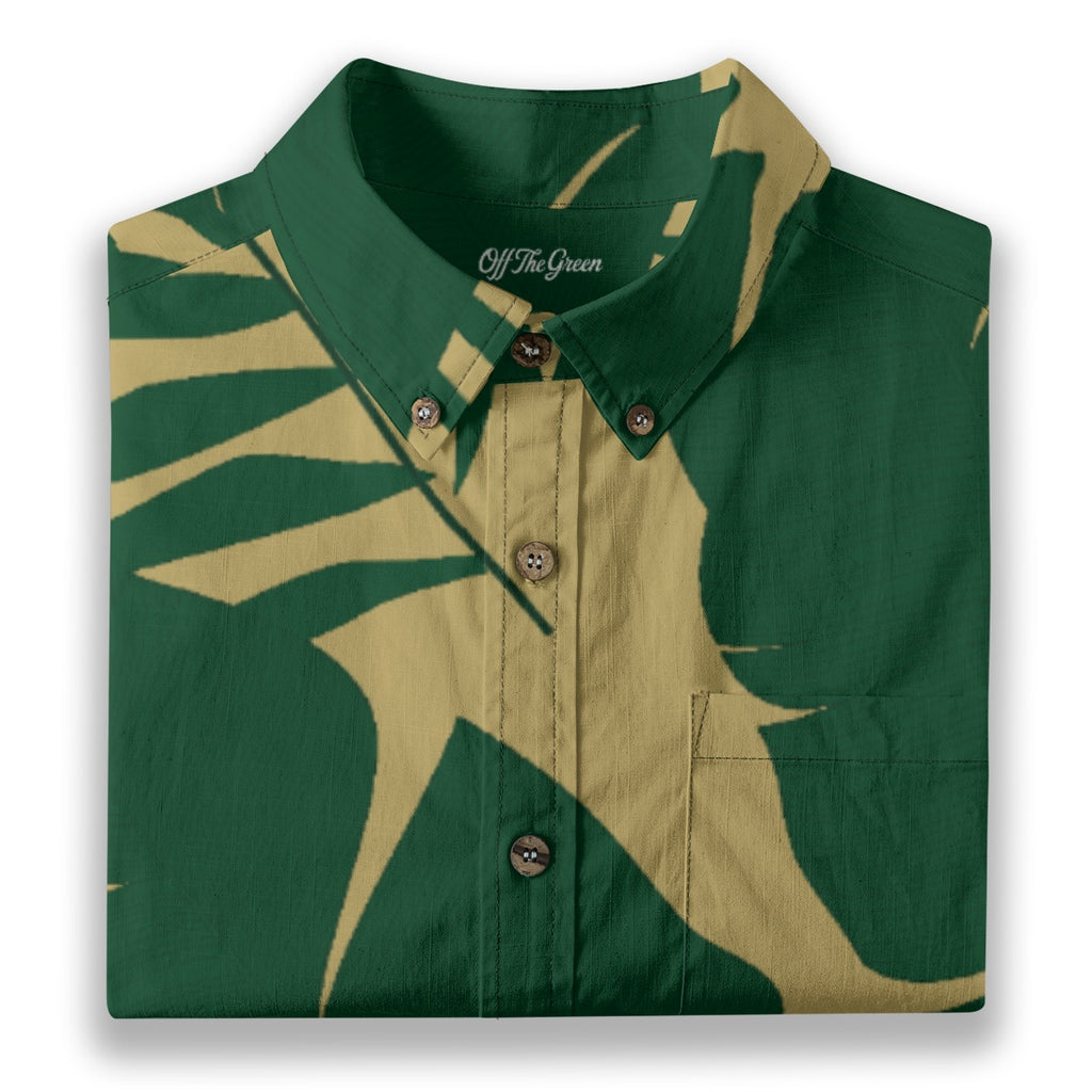 Khaki Green Palm Aloha Shirt