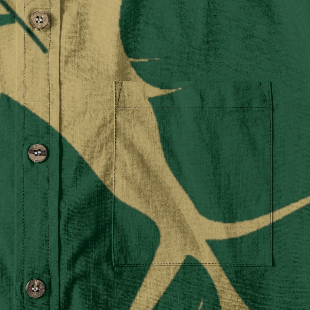 Khaki Green Palm Aloha Shirt