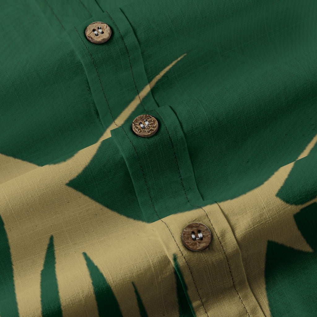 Khaki Green Palm Aloha Shirt