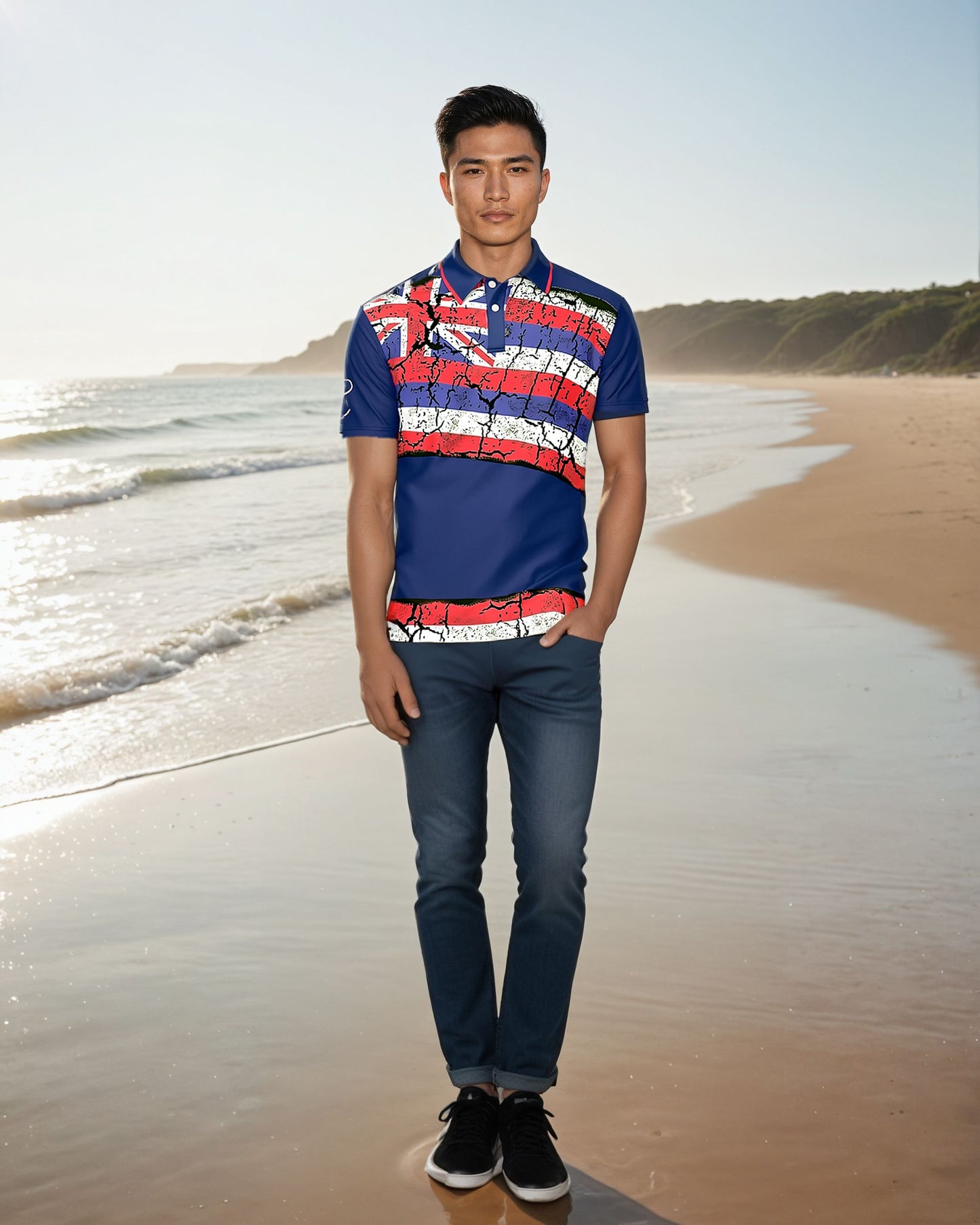 AGI Hawaii Flag Polo Blue