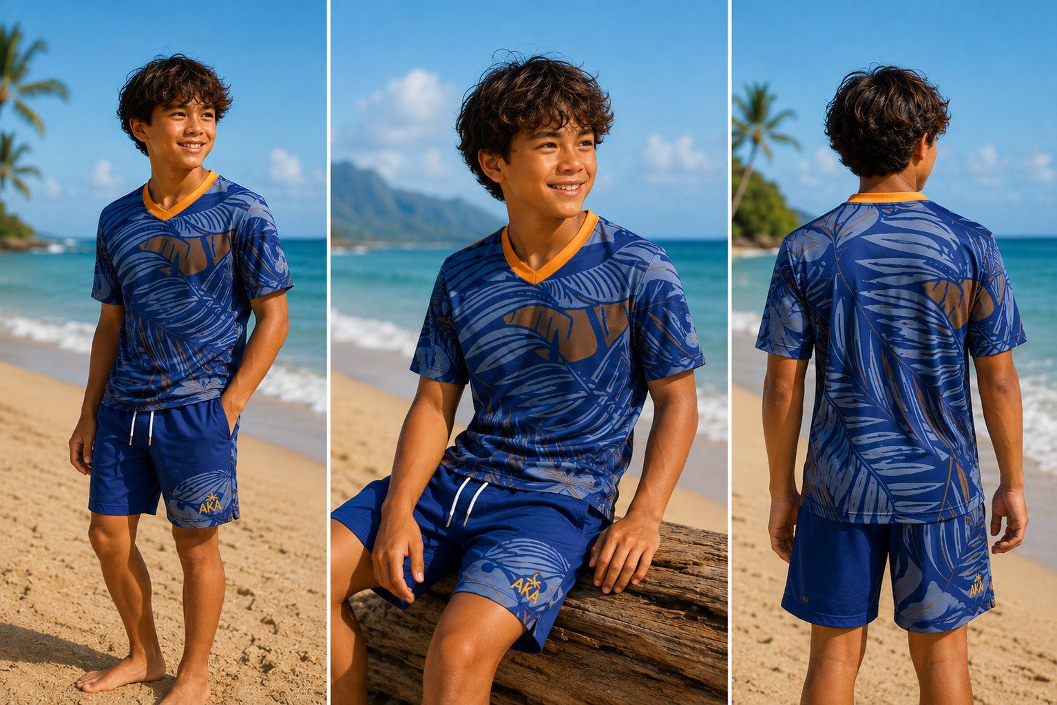 Blue and Orange Faded Palm Active Set