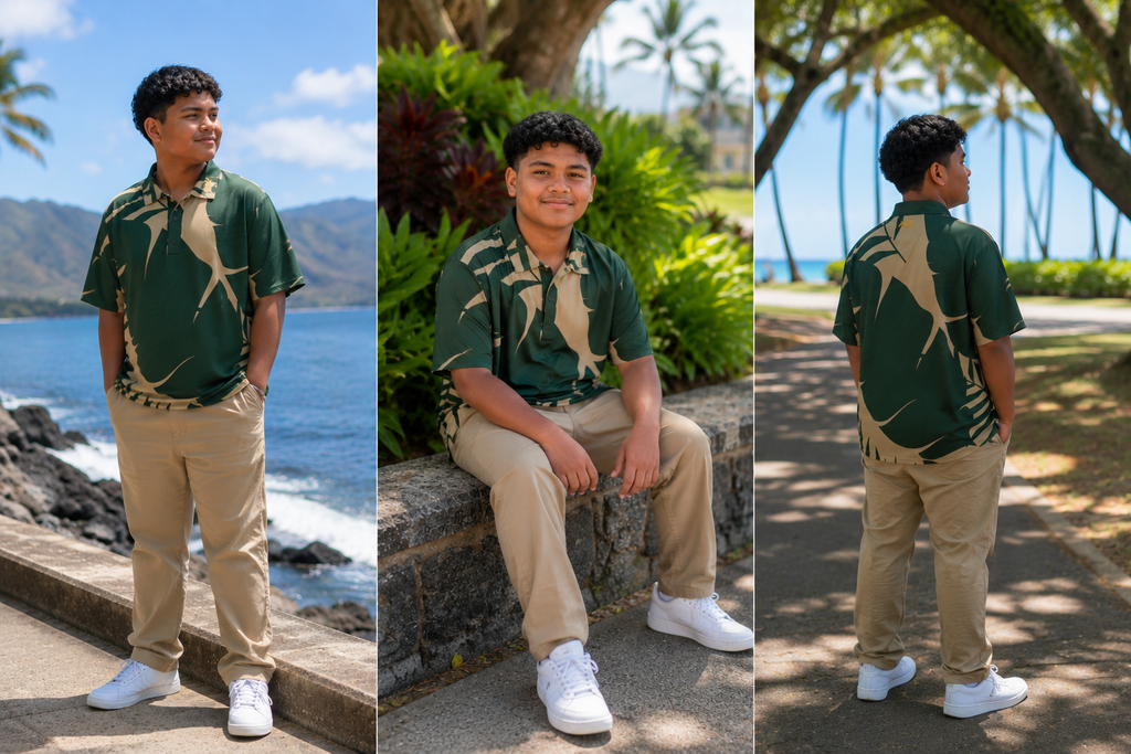 Khaki Green Plam Polo