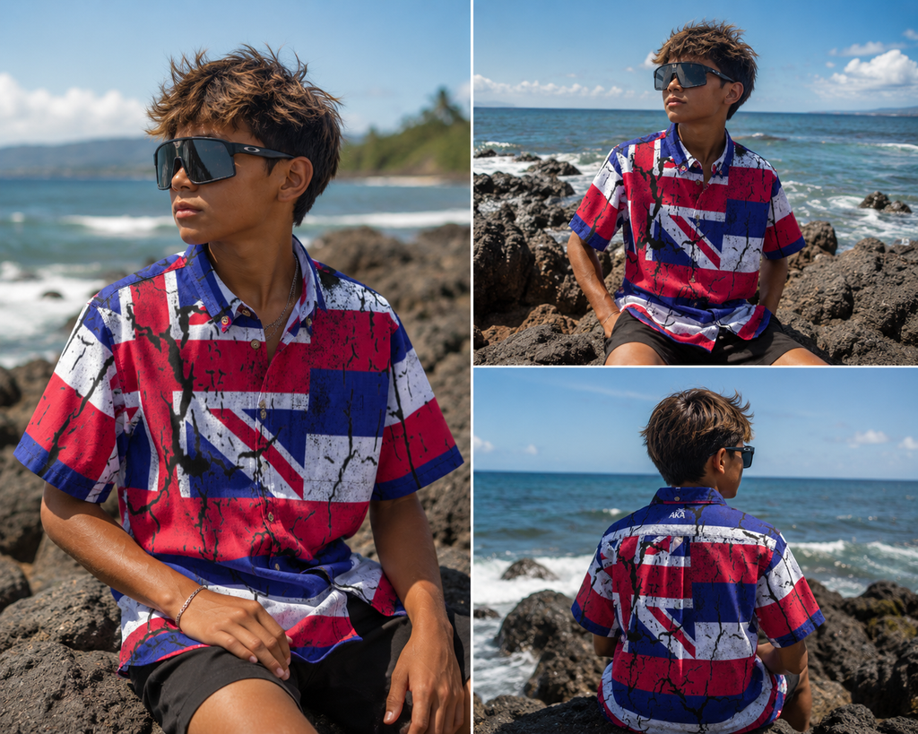 Junior Hawaii Flag ALoha Shirt