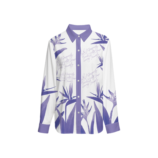 Inspire Cultural Values (Purple Bird)Long Sleeve Button-Up Shirt